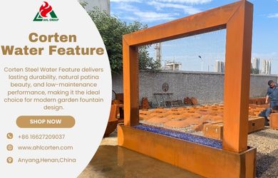 corten steel water feature